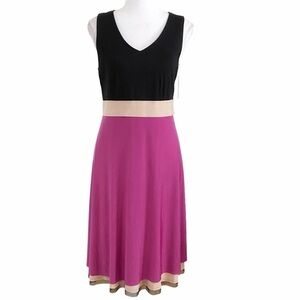 MARIE SAINT PIERRE COLLAB SLEEVELESS COLORBLOCK FLOWY A-LINE DRESS - XS